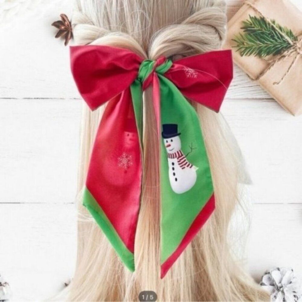 Christmas Snowman Hair Band Red Green